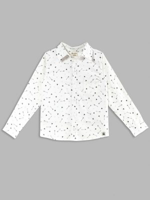 White Print Long Sleeve Shirt