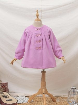Áo khoác dạ hồng bé gái