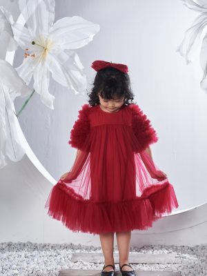 Đầm công chúa nơ bồng màu đỏ – Gemini