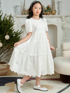 Váy thêu hoa cộc tay phối tầng trắng – Lovekids (3)