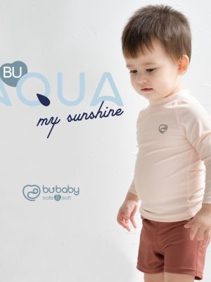 Bộ bơi áo dài tay, quần đùi khóa sau UPF 50+ BU Aqua – BU Baby